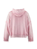 Monokemade distressed floral-print hoodie