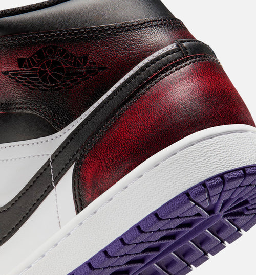 Air Jordan 1 Mid SE Men's Shoes - True Red/White/Court Purple/Black